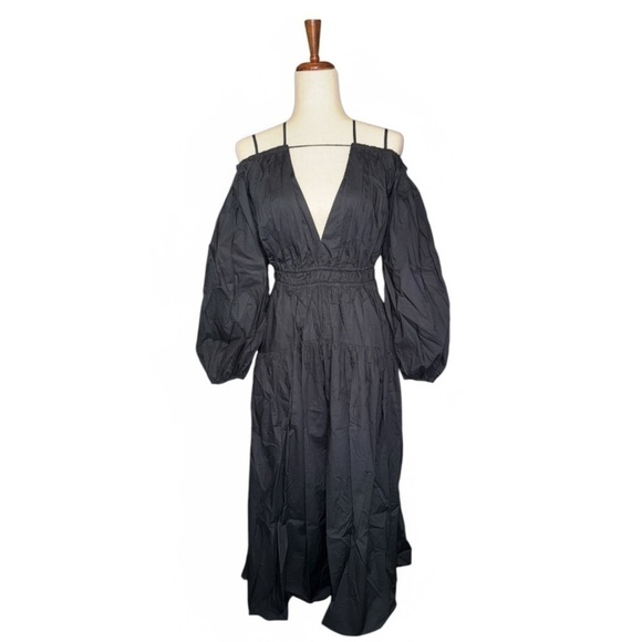 Ulla Johnson Tahlia Black Midi Dress Size 0 Pockets Side Zip - Picture 6 of 14